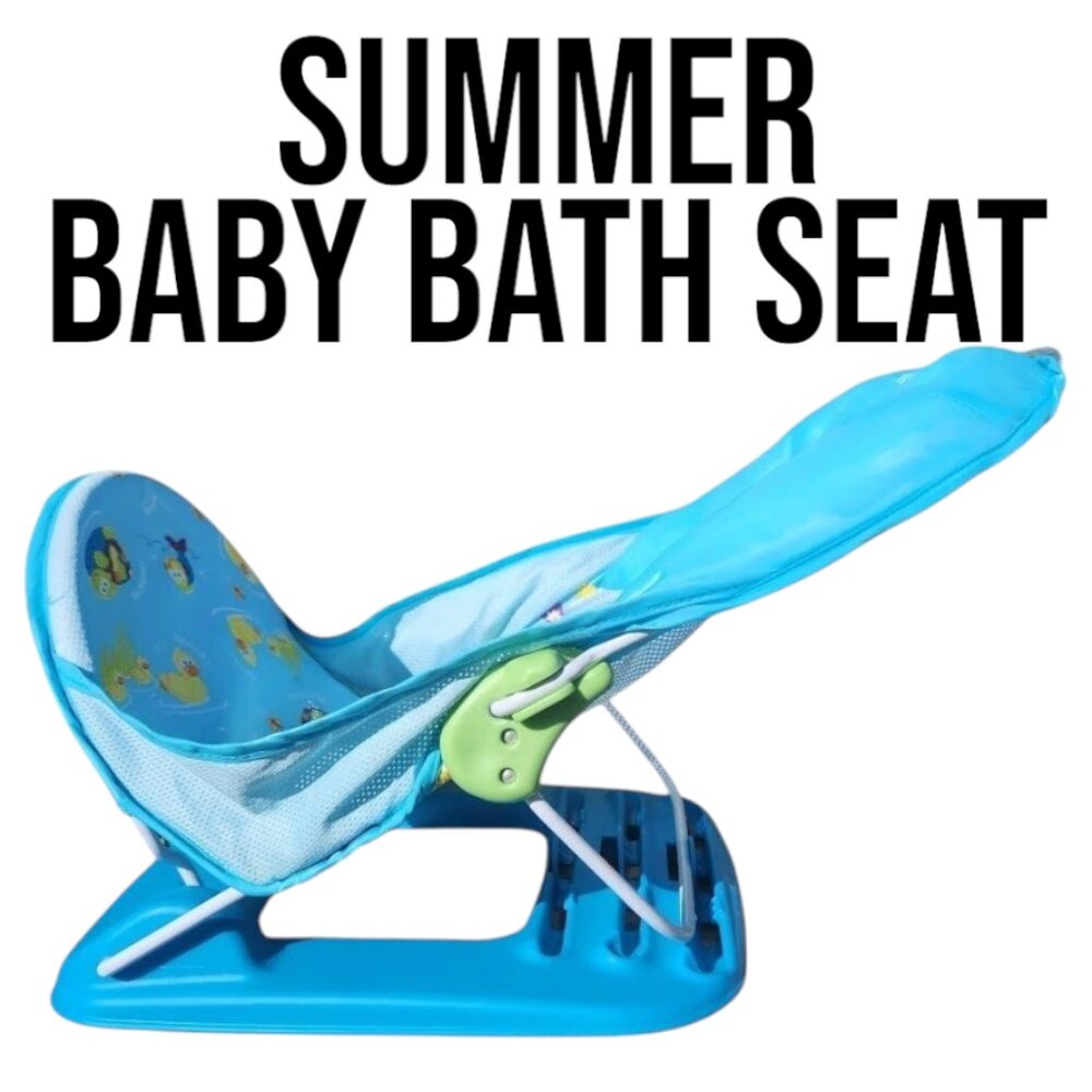 Summer Infant Mother's Touch  Foldable Baby Bather Seat Tub Bathroom Blue Ducks